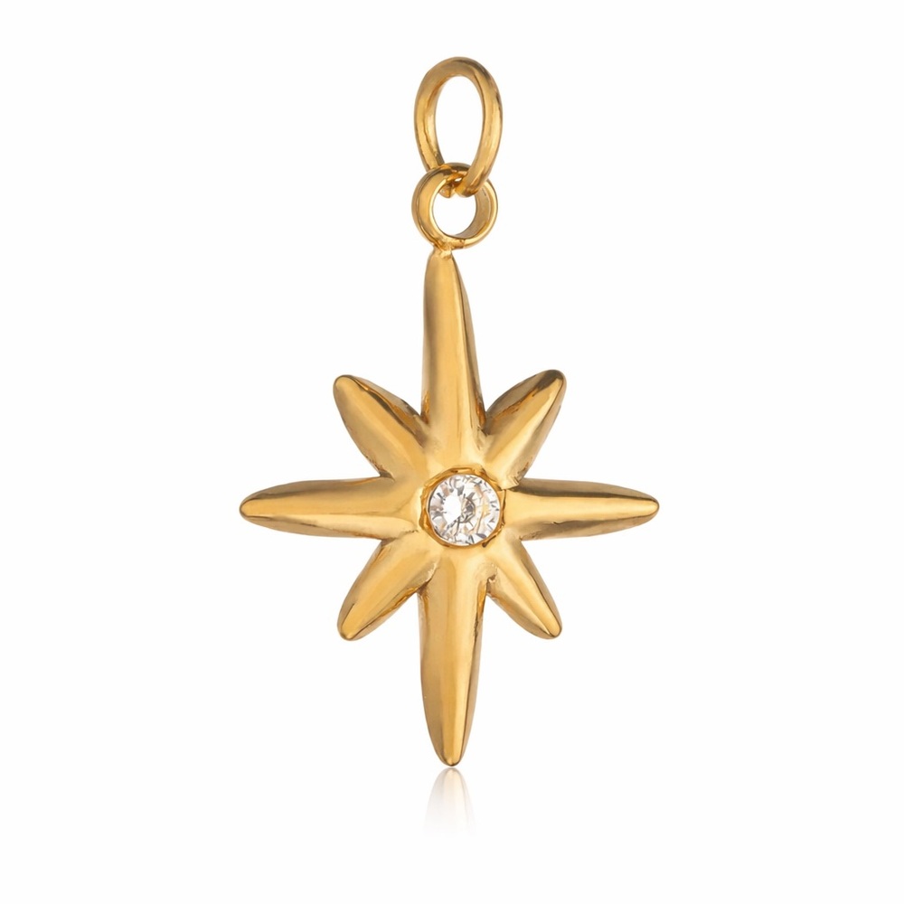 Gold Starburst Charm | Stainless Steel